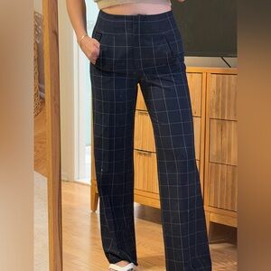 Veronica Beard Jude Pants Navy Checkered Trousers